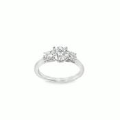 Platinum 3 Stone Round Brilliant Centre Cultured Diamond Ring With Brilliant Shoulders 1.52ct image