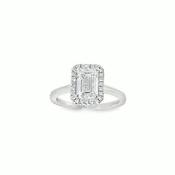 Platinum Emerald Cut Cultured Diamond Ring With Halo 1.79ct image