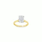 18ct Yellow Gold 4 Claw Elongated Cushion Cut Solitaire Cultured Diamond Ring 2.01ct image