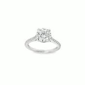 Platinum 4 Claw Round Brilliant Solitaire Cultured Diamond Ring With Shoulders 2.25ct image