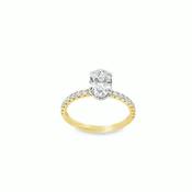 9ct 4 Claw Oval Cut Solitaire Cultured Diamond Ring With Hidden Halo &amp; Shoulders 1.41ct image