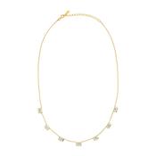 Sterling Silver Gold Plated Rectangular CZ Scatter Necklet image