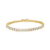 9ct Yellow Gold Round Brilliant Cultured Diamond Tennis Bracelet 5.00ct