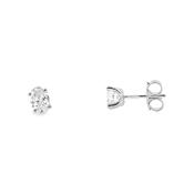 9ct White Gold 4 Claw Oval Cut Cultured Solitaire Diamond Earrings 1.00ct