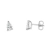 9ct White Gold Pear Cut Cultured Solitaire Diamond Earrings 1.00ct