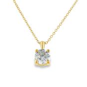 9ct Yellow Gold Round Brilliant Solitaire Cultured Diamond Pendant 1.00ct