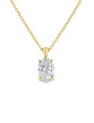 9ct Yellow Gold Oval Cut Solitaire Cultured Diamond Pendant 1.00ct