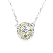 STERLING SILVER AND GOLD PLATED CUBIC ZIRCONIA NECKLET WITH RUBOVER SCATTER STONES image