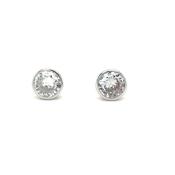 Sterling Silver 6mm Rubover Cubic Zirconia Earrings image
