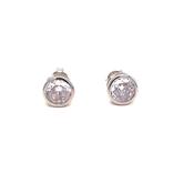 Sterling Silver 8mm Rubover Cubic Zirconia Earrings image