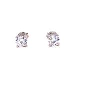 Sterling Silver 6mm Four Claw Cubic Zirconia Earrings image