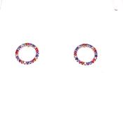 Sterling Silver Multicolour Cubic Zirconia Open Ring Earrings image