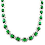 Sterling Silver CZ/Green Oval Tennis Necklet image