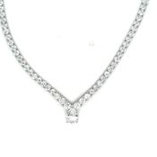 Sterling Silver Half Tennis Necklet With Pear Centre