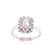 SILVER RING CZ RECTANGLE PAVE CLUSTER