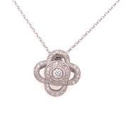 Sterling Silver Open Rubover CZ Clover Pendant image