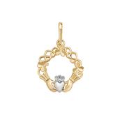 9CT P/DANT BI/C CLADDAGH CELTIC