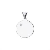 Sterling Silver Round Disc Pendant with Star CZ image