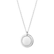 Sterling Silver 15mm Round Disc Pendant with CZ Surround image