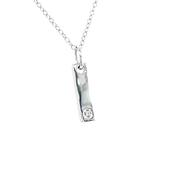 9CT WHITE GOLD LONG BAR DIAMOND SET PENDANT .04CT image