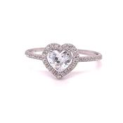 9ct White Gold Cubic Zirconia Halo Heart Ring image