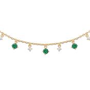 Burren 18ct Gold plated green + cubic zirconia drop necklet