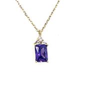 9CT Cubic Zirconia and Purple Stone Rectangle Necklet image