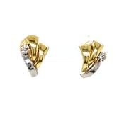 9CT Cubic Zirconia Two Tone 3 Row Fan Style Stud Earring image