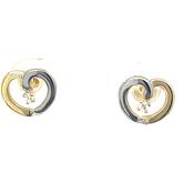 9CT Cubic Zirconia Centre Two Tone Open Heart Stud Earring image