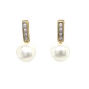 9CT Cubic Zirconia and Pearl Drop Earring image