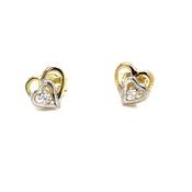 9CT Cubic Zirconia Two Tone Heart Link Stud Earring image