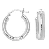 Sterling Silver 20mm Flattened Wide Hoop Earrings image