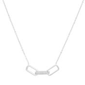 Sterlink Silver Necklet with Polished and CZ Paperlink image