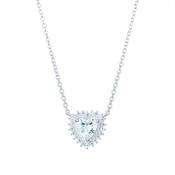 Sterling Silver Heart CZ Necklet with CZ Halo image