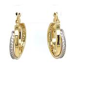 9CT Cubic Zirconia 15MM Crossover Hoop Earring image