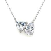 Sterling Silver Cubic Zirconia Pear/Heart Scatter Necklet image