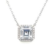 Sterling Silver Cubic Zirconia Square Halo Necklet image