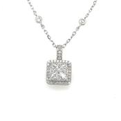 Sterling Silver Cubic Zirconia Square Cluster Rubover Scatter Necklet image