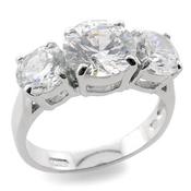 Sterling Silver Three Stone Cubic Zirconia Dress Ring