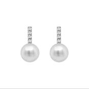 Sil Erg 6mm Pearl cz Drop Earring F/W image