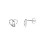 Sterling silver cubic zerconia heart stud earring image