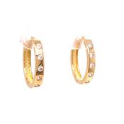 9ct Yellow Gold Punched CZ Oval Hoop Earrings image