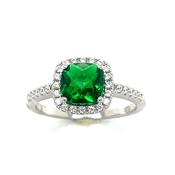 Sterling Silver Cubic Zirconia And Green Ring image