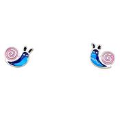 Sterling Silver Pink and Blue Enamel Snail Earrings image