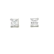 Sterling Silver 5mm Cubic Zirconia Princess Cut Stud Earrings image