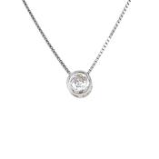 Sterling Silver 4mm Rubover Cubic Zirconia Slider Necklet image