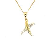 9ct Yellow Gold CZ and Polished Kiss Pendant image
