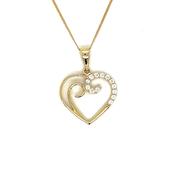 9ct Yellow Gold CZ and Polished Open Swirl Heart Pendant image