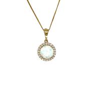 9ct Opal With Cubic Zirconail Halo Pendant