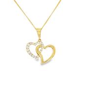 9ct Double Heart Cubic Zirconia Peandant